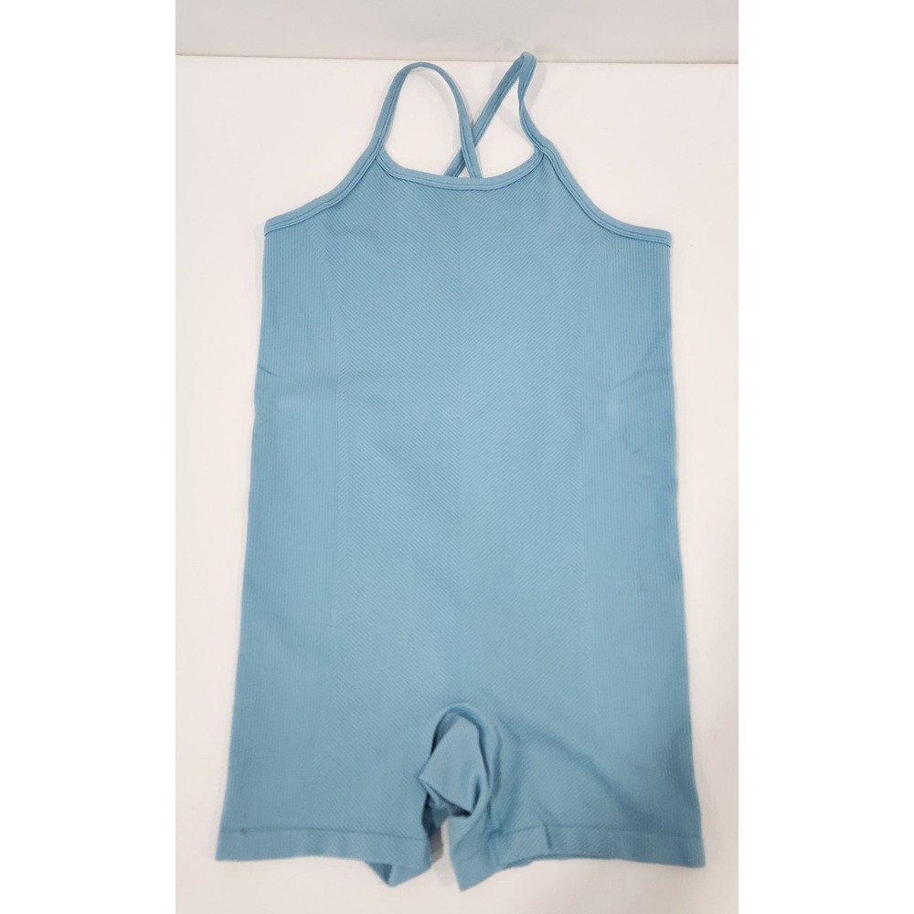 All in Motion Romper Youth XL 14  Blue Ribbed Crossback Active One Piece